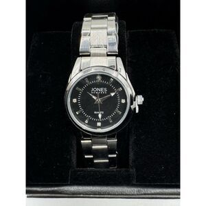 Jones New York Analog Wrist Watch Women 3ATM Silver Tone Black Dial JNYW2419L